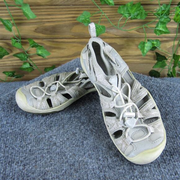 KEEN Sandals Sparkle Girl Y 1 Medium Sandal Silver Synthetic Drawstring‎ - Picture 1 of 7